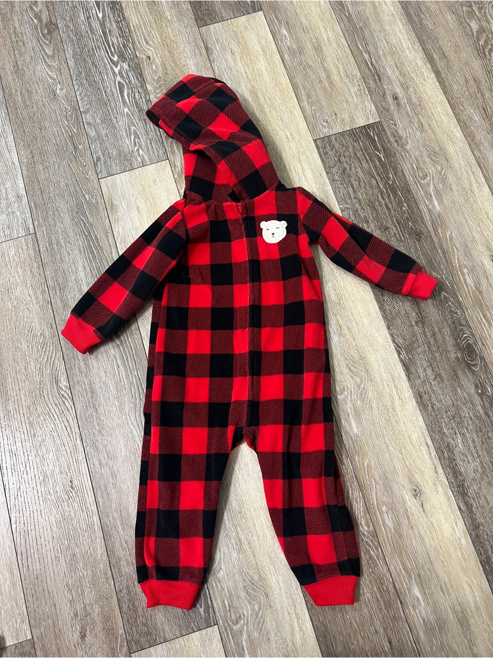 Carter’s fleece zipper front open toe footie jumpsuit hoodie